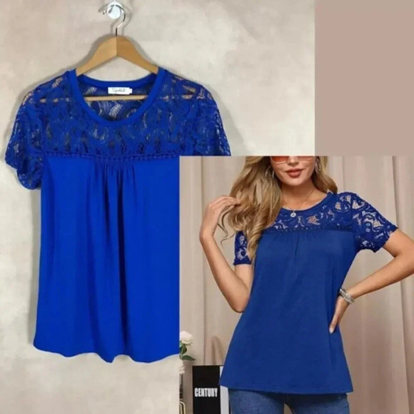 Short Sleeve Elegant Lace Knit Top NWOT (Size Small) - Picture 1 of 4